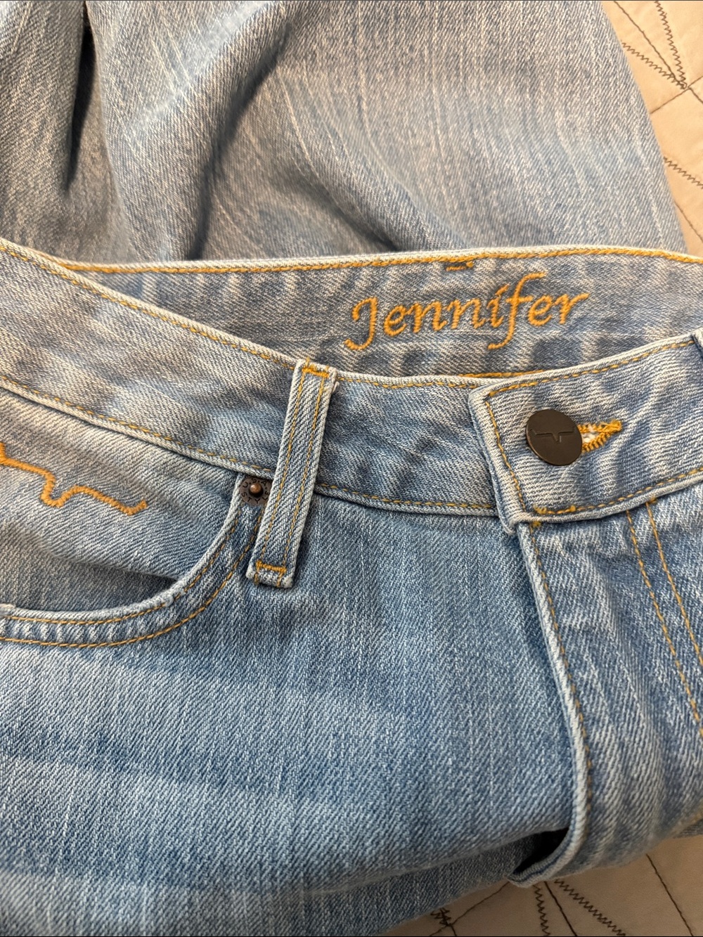 Kimes Ranch Jennifer Light Blue Flare Jeans with Contrast Stitching - Picture 6 of 6